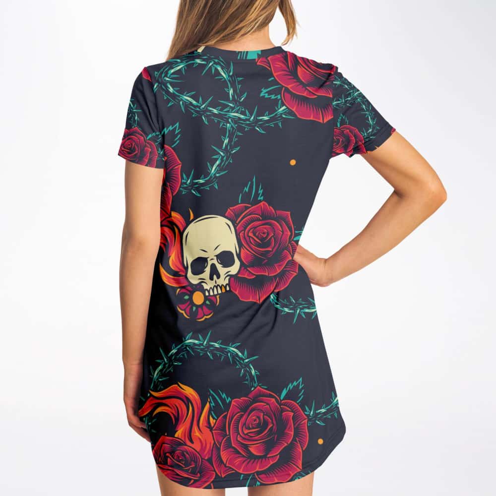 Projects817 - Skull and Roses T-shirt Dress